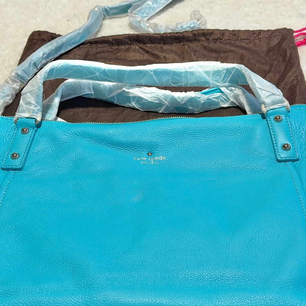 Kate Spade Cobble Hill Kori Large Tote Adriatic turquoise Pebbled Leather NWT - Picture 3 of 15